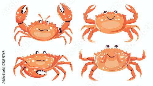 Cartoon happy cute crab vector Hand drawn style vector