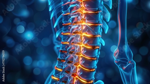 showing human spine or vertebral column with intervertebral disks AI generated photo