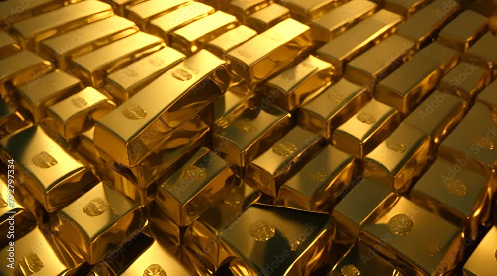 A pile of sparkling gold bars A pile of sparkling gold bars