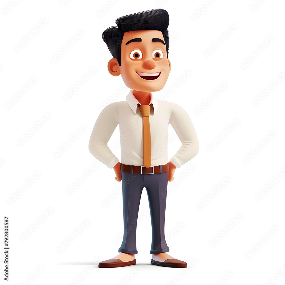 3d Cartoon Image of a Student With Backpack On White Background.Generated AI