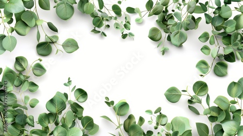 Evergreen plant border, condiment or spice for essential oil and medicine. Natural green foliage decor realistic 3D modern illustration.