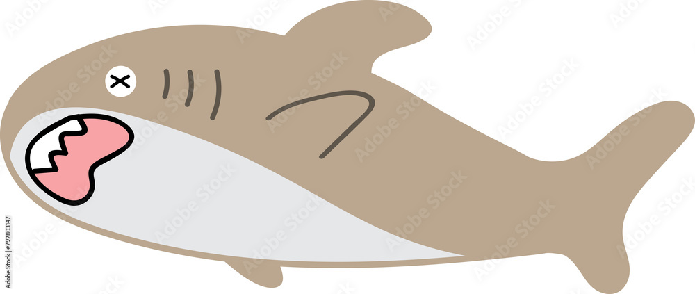 cute shark cartoon art, sea animal