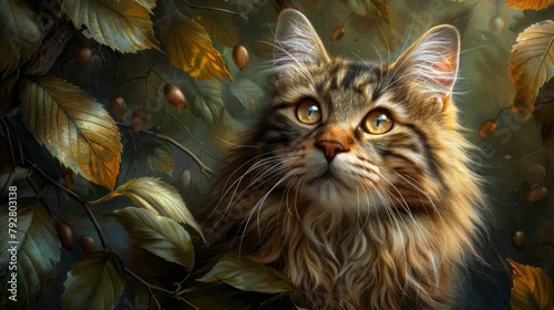 Fototapeta samoprzylepna Portrait of a Maine Coon cat
