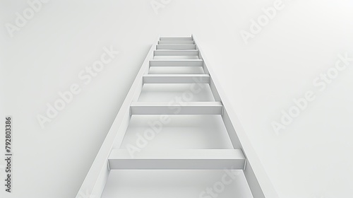 Create an engaging 3D illustration of a ladder against a pristine white background, symbolizing the journey to success