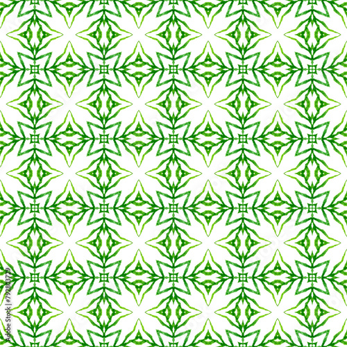 Ethnic hand painted  pattern. Green worthy boho