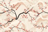 Pattern: cherry blossoms and fluttering ribbons