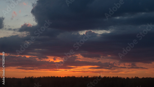 colorful dramatic sky with cloud at sunset
