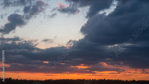 colorful dramatic sky with cloud at sunset
