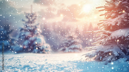 Winter christmas background with falling snow