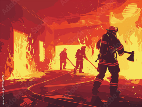 Valorous Firefighters Combat Blazing Inferno: A Fiery Battle of Courage and Determination