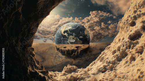 Obraz ziemi leżącej na ziemi otoczonej ziemią © pawe