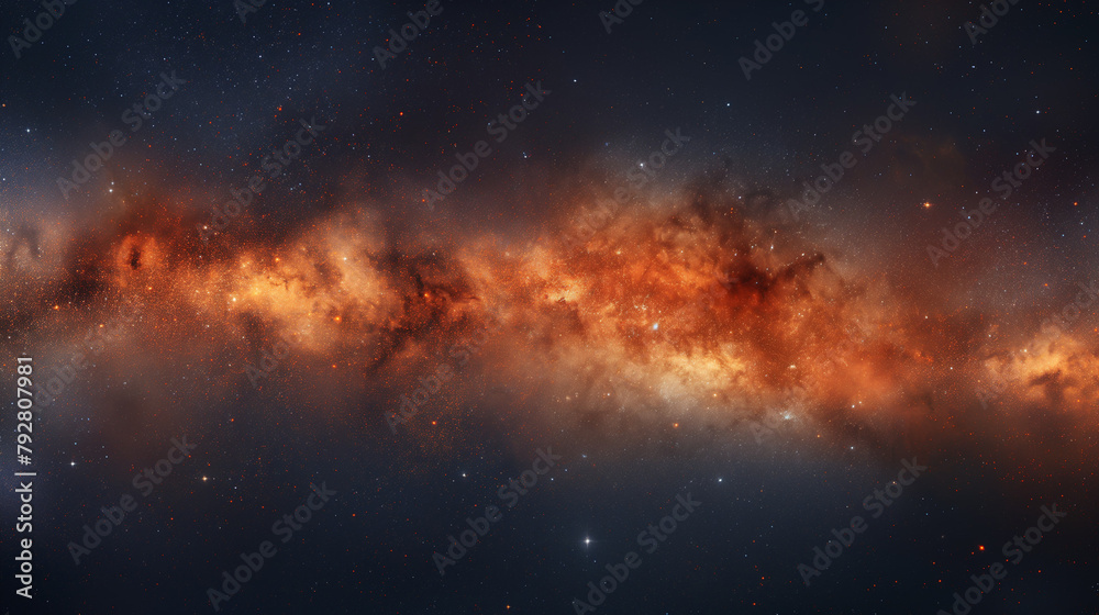 Fototapeta premium A mesmerizing panorama of the Milky Way galaxy unfolding above a serene desert mountain range at night.