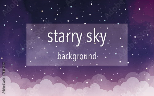 水彩風ゆめかわいい星空の背景2