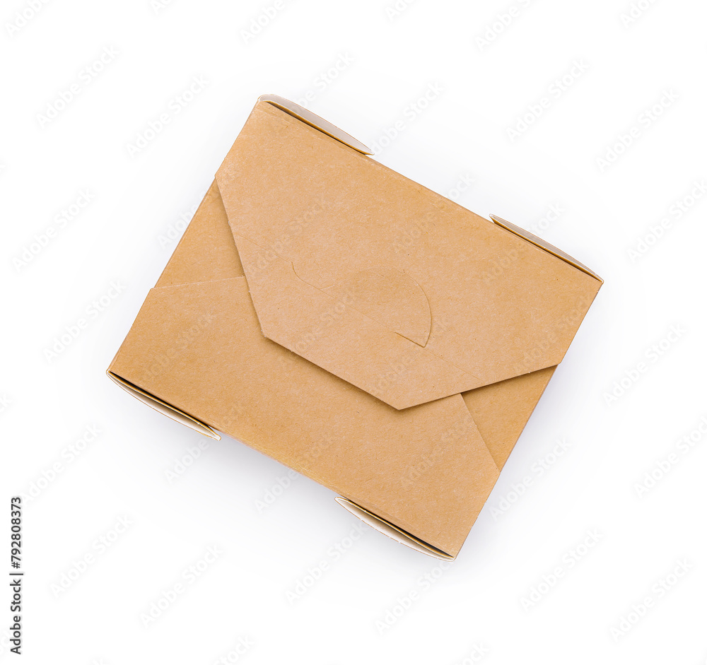 Top view of closed brown cardboard box isolated on white Top view of closed brown cardboard box isolated on white