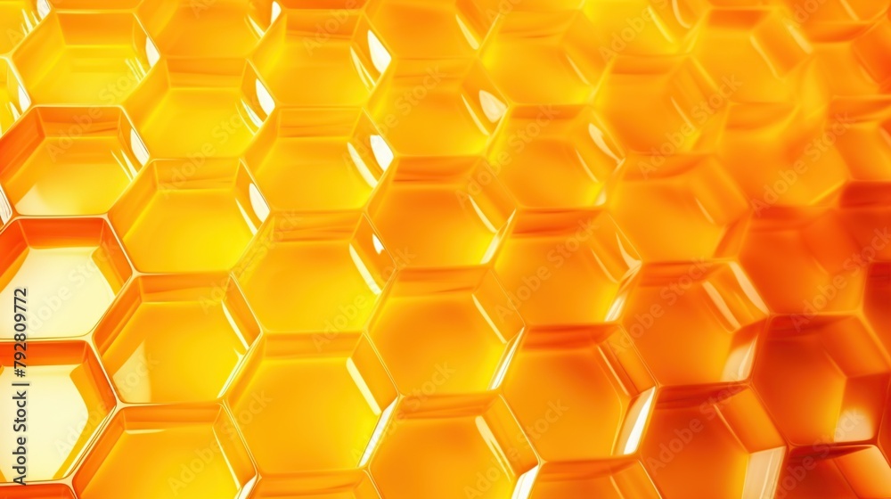 Yellow and orange honeycomb seamless pattern with light reflection. Yellow and orange honeycomb seamless pattern with light reflection.