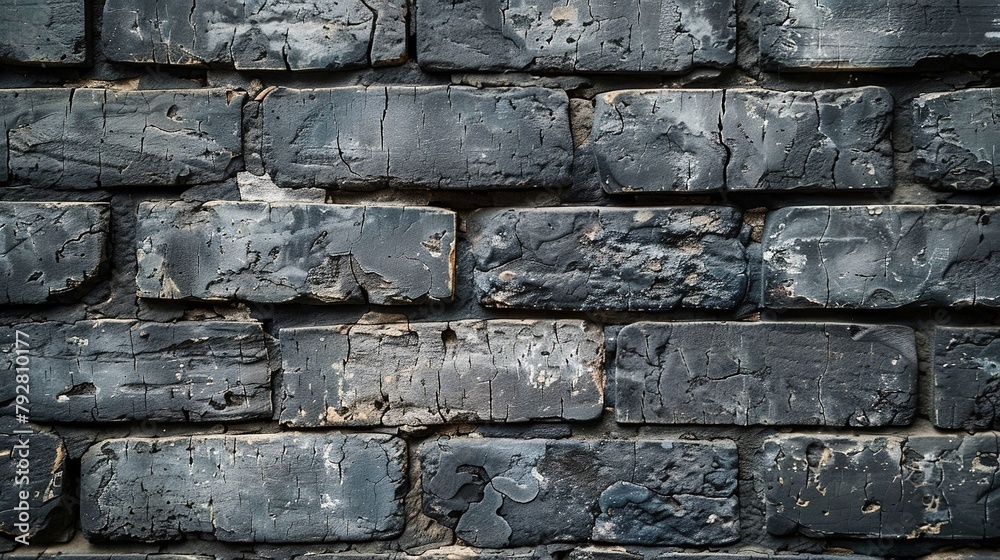 Naklejka premium Gray grey anthracite rustic brick wall brickwork stonework masonry texture background
