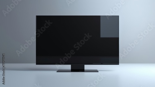 Flat screen 4K TV with LCD or OLED, a realistic illustration of a plasma screen, a white blank HD monitor mockup, and a modern video panel black flatscreen with clipping paths. photo