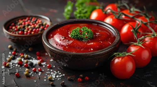 Tomato Ketchup on Red Tomato isolated, Tomato sauce
