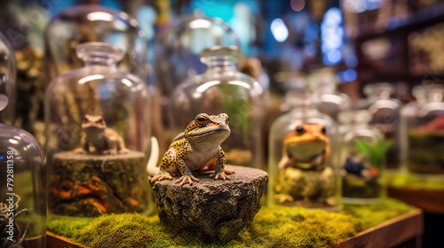 taxidermy frogs under glass photo