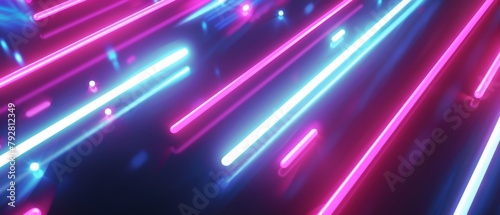 Dark background with neon tube pattern. 3D rendering