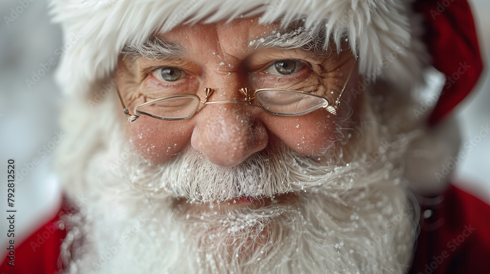 Close-up portrait of a Santa Claus. Merry Christmas and Happy New Year! Holiday background. Greeting card.Santa clause, looking at camera christmas spirit concept close up portrait Close-up portrait of a Santa Claus. Merry Christmas and Happy New Year! Holiday background. Greeting card.Santa clause, looking at camera christmas spirit concept close up portrait