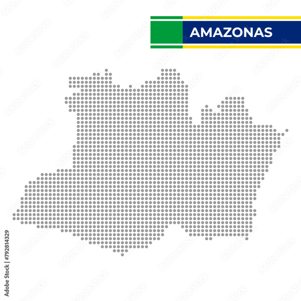 Dotted map of the State of Amazonas in Brazil