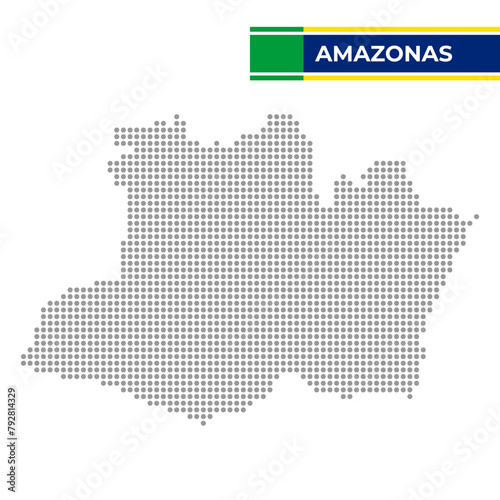 Dotted map of the State of Amazonas in Brazil