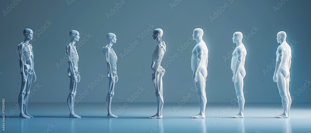 Various angles of a full-length height person without faces. From the front, back, and side. Family standing still. A human body from different angles. Simple geometric flat design style. Various angles of a full-length height person without faces. From the front, back, and side. Family standing still. A human body from different angles. Simple geometric flat design style.