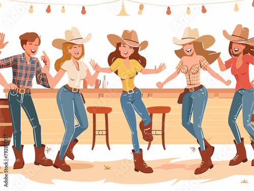 Line Dancin' Country Rhythm: Boots Kickin' and Laughter Fillin' the Air photo