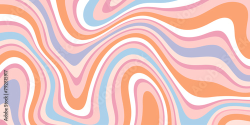 Multi-colored wavy pattern in retro style. Psychedelic abstract background