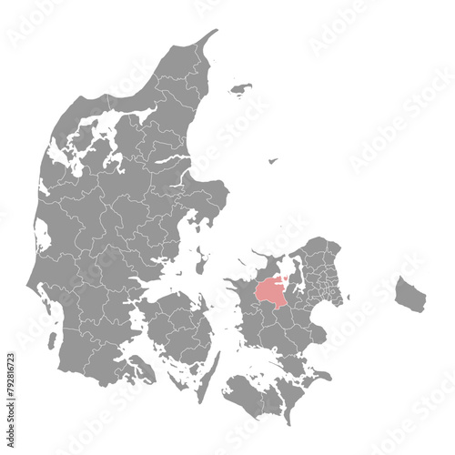 Holbaek Municipality map, administrative division of Denmark. Vector illustration.