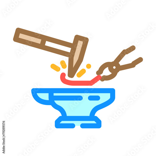 punch blacksmith metal color icon vector. punch blacksmith metal sign. isolated symbol illustration