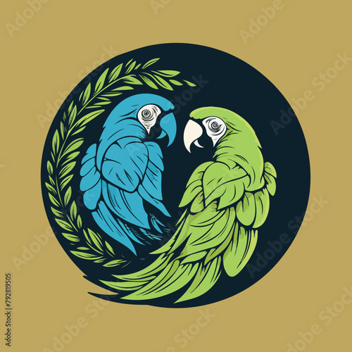 Everlasting Love: Romantic Lovebird Couple Vector Illustration on White Background