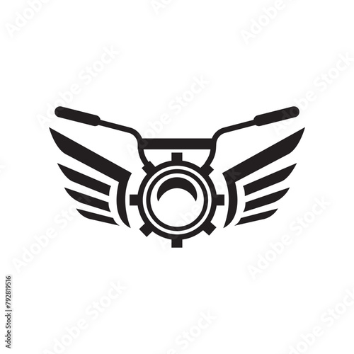 motorcycle club logo wing illustration design template vector