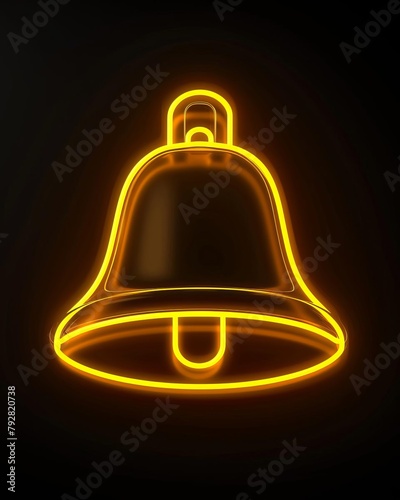 A dynamic neon yellow bell icon for notifications, flashing intermittently to alert users of new messages or updates in a visually captivating manner