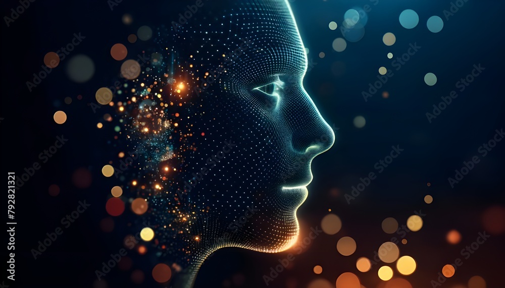 Neural Network Profile – Conceptual digital human portrait with a tech network theme Neural Network Profile – Conceptual digital human portrait with a tech network theme