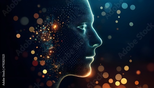 Neural Network Profile – Conceptual digital human portrait with a tech network theme