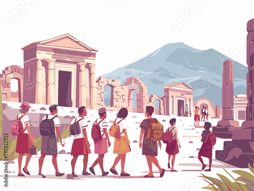 Pompeii: Unearthing the Frozen Past - Animated Illustration of an Ancient Civilization Preserved in Ash