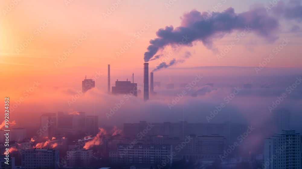 pollution of the environment smog in cities urban