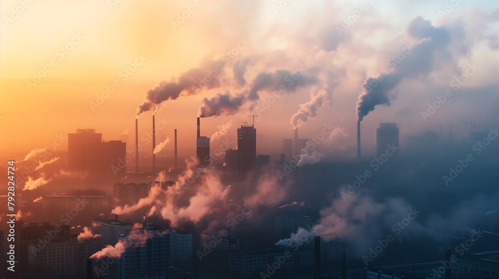 pollution of the environment smog in cities urban