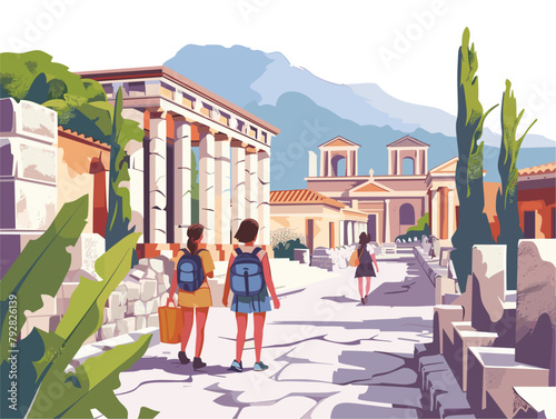 Pompeii: Unearthing the Frozen Past - Animated Illustration of an Ancient Civilization Preserved in Ash