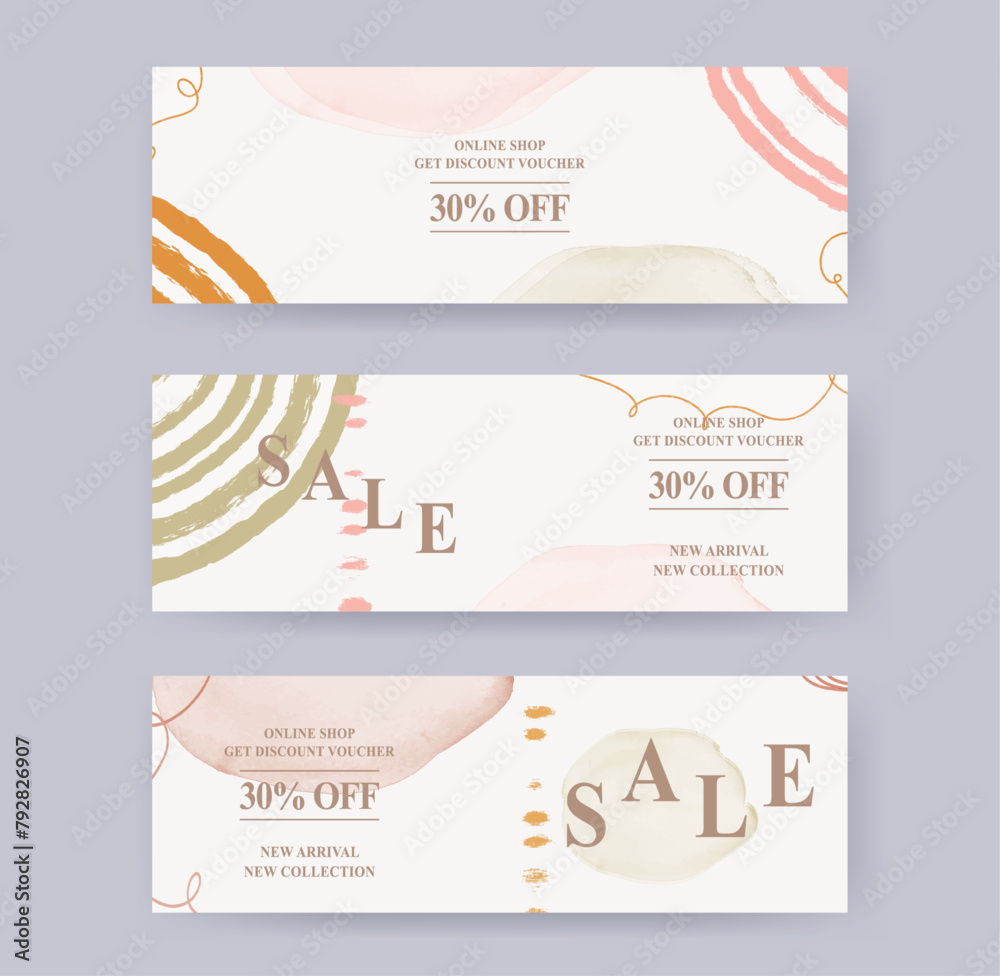 set of watercolor Style Sale Banner template