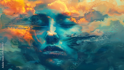 Navigating the Turbulent Seas of Emotional Transformation:A Surreal Digital Painting Exploring Resilience in the Face of Life's Challenges © T