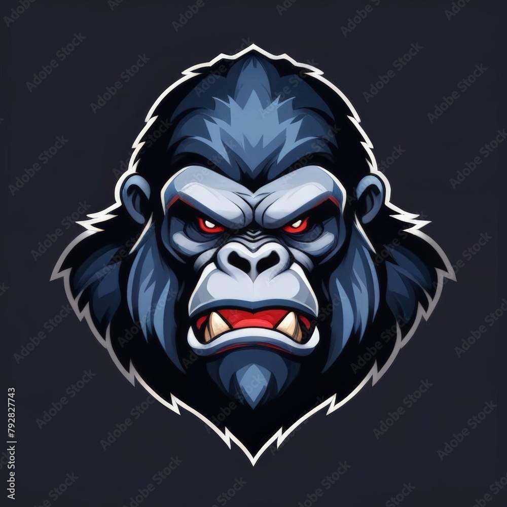 Rampaging Energy King Kong Logo Design, Fierce Eyes and Aggressive Face, Suitable for Esport Teams