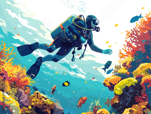 Scuba Diver's Underwater Adventure: Encounter in the Mediterranean Sea