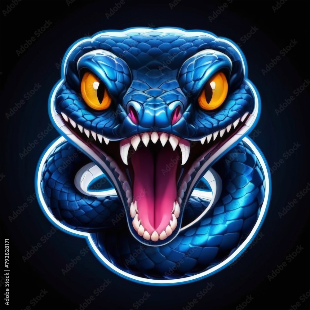 Esport Logo with Snake Mascot in a Dark Environment, Frightening Red Eyes, and Detailed Scales, Depicting Mystery Esport Logo with Snake Mascot in a Dark Environment, Frightening Red Eyes, and Detailed Scales, Depicting Mystery