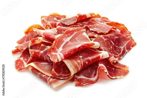 Iberian Delight: Delicious Isolated Cut of Cured Iberico Ham - Perfect for Foodies and Epicureans