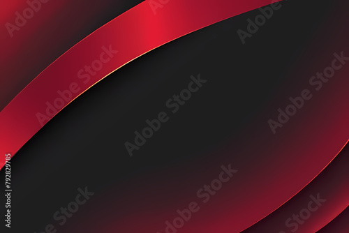 Red background with gradient and modern abstract shapes.