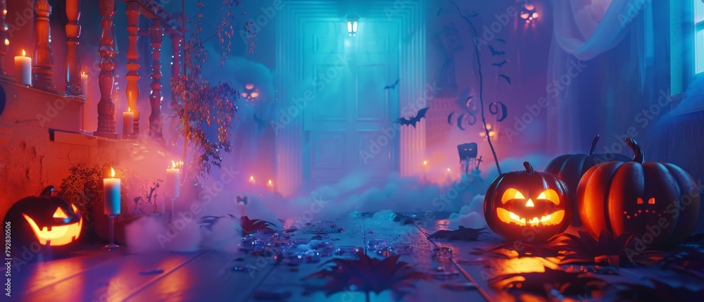 The background of a Halloween party. A 3D rendering of it.