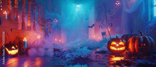 The background of a Halloween party. A 3D rendering of it.